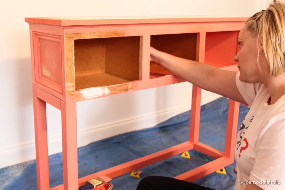 Sherwin-Williams Coral Reef Painted Console Table @Bekob-2778