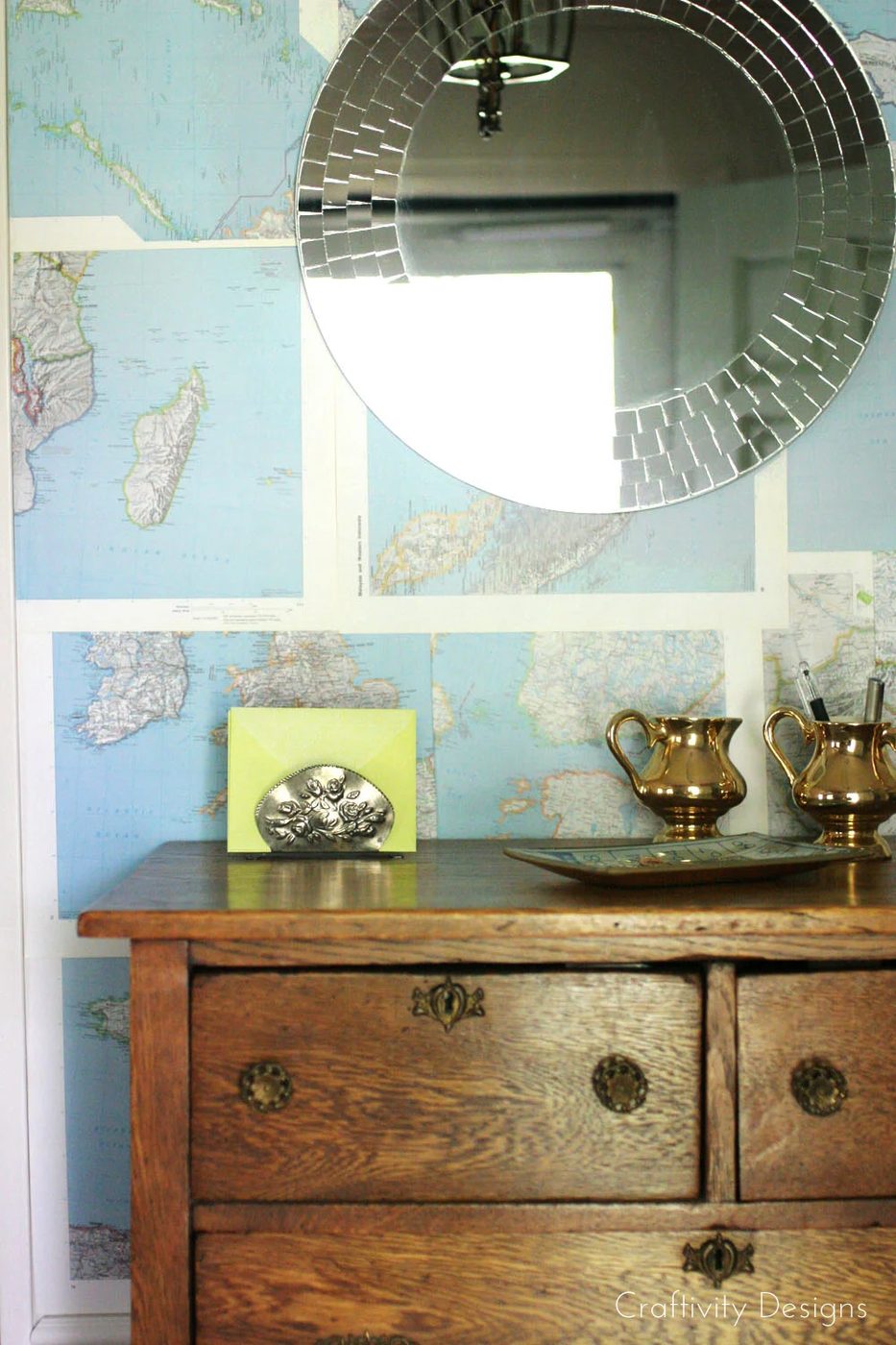 Handmade Renter Friendly Map Wall Treatment by Craftivity Designs for Bekob