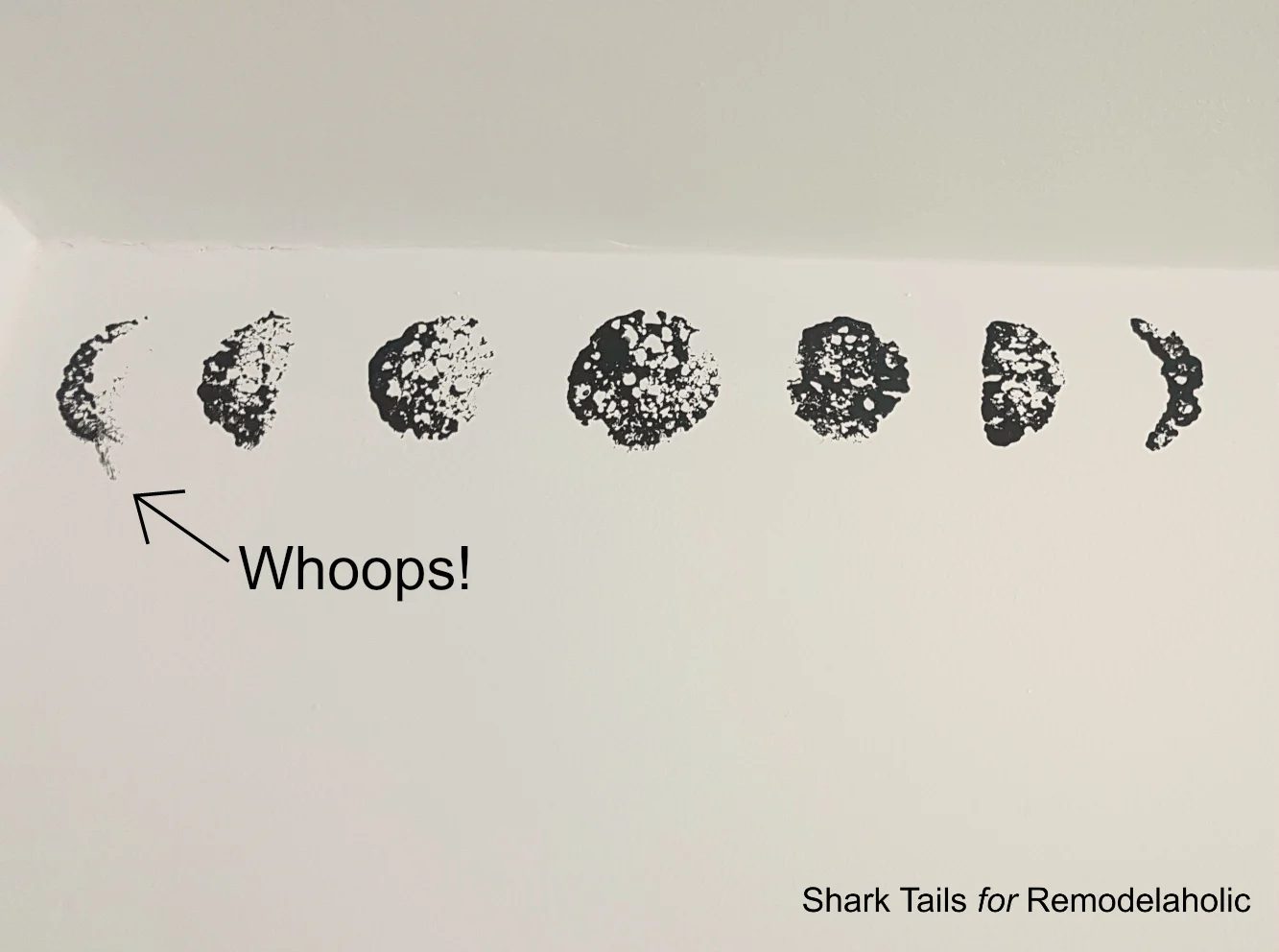 Handmade lunar cycle stamped accent wall for a gender neutral baby nursery | Paint this entire wall in one day and save hundreds of dollars over buying hand-painted wallpaper