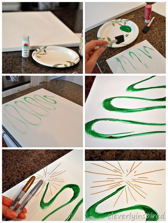 straightforward handmade christmas tree canvas art @cleverlyinspired (1)