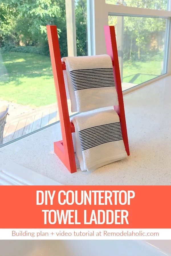 How To Build A Handmade Countertop Towel Ladder, Like A Mini Blanket Ladder To Hold Hand Towels In The Kitchen Or Bath #Bekob