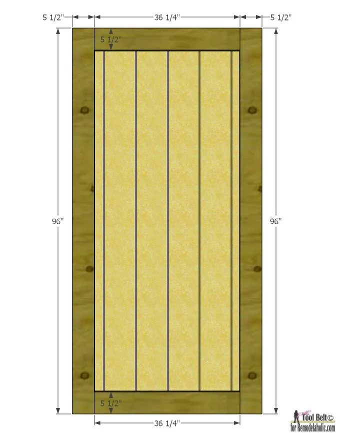 Build a striking sliding barn door with great detail using siding! Free plans and walkthrough on @Bekob