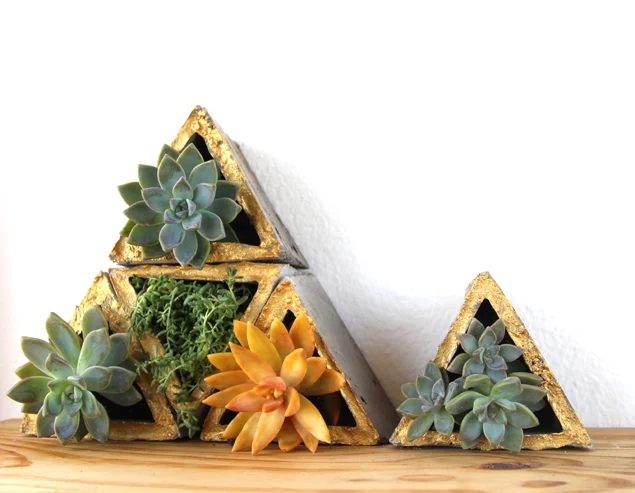 modular geometric concrete planters how-to, A Piece of Rainbow on Bekob