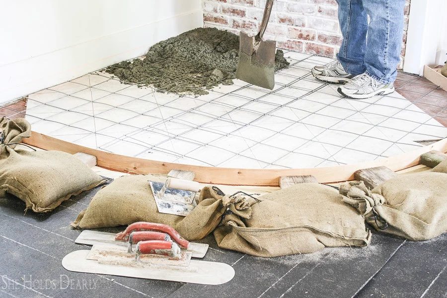 7 walkthrough For Updating A Tile Hearth To A Concrete Hearth By She Holds Dearly Featured On @Bekob
