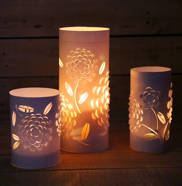 straightforward papercut floral luminaries - A Piece of Rainbow via @Bekob