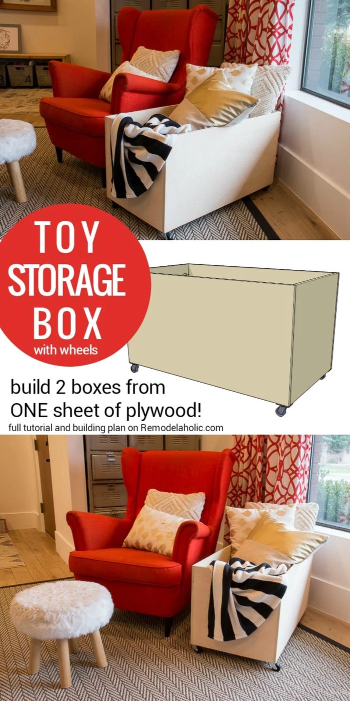 Plywood Rolling Toy Storage Box @Bekob