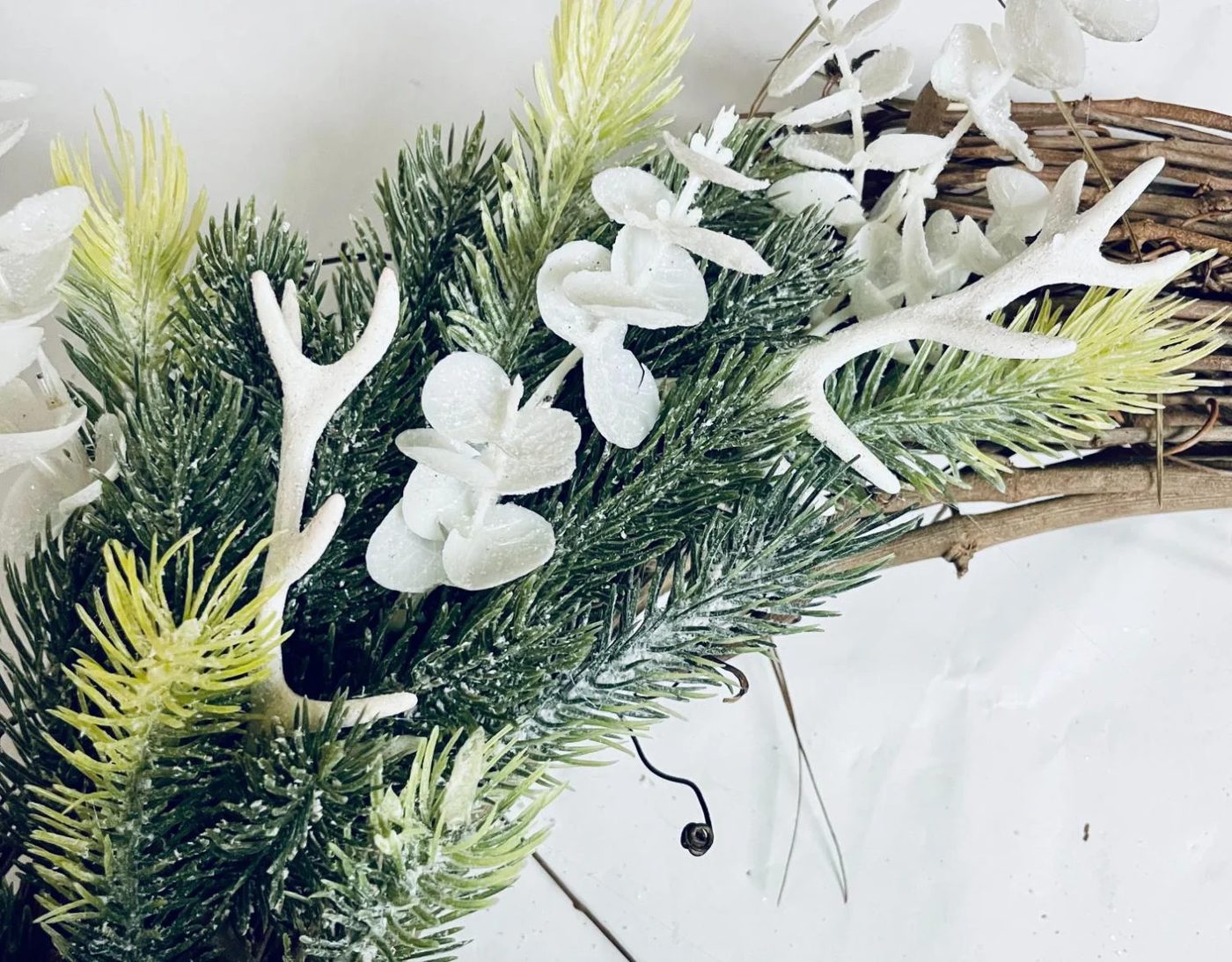 direct Handmade Dollar Tree Christmas Wreath walkthrough, Add Eucalyptus And Mini Antlers, Bekob