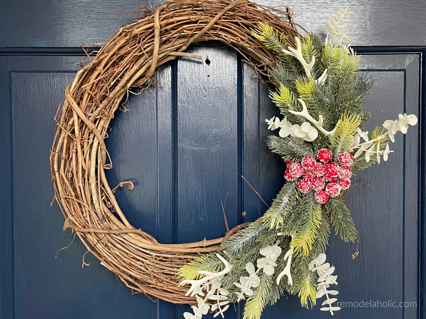 straightforward Handmade direct Dollar Tree Christmas Wreath Winter Woodland With Mini Antlers Pine Berries Eucalyptus, Bekob