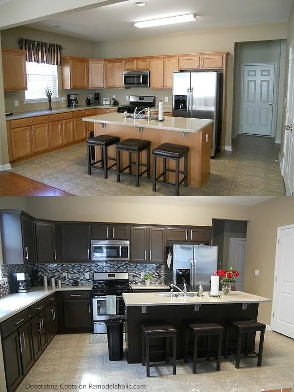 Before After Chocolate Brown Cabinets Using Rustoleum Transformations Painting Kit @Bekob