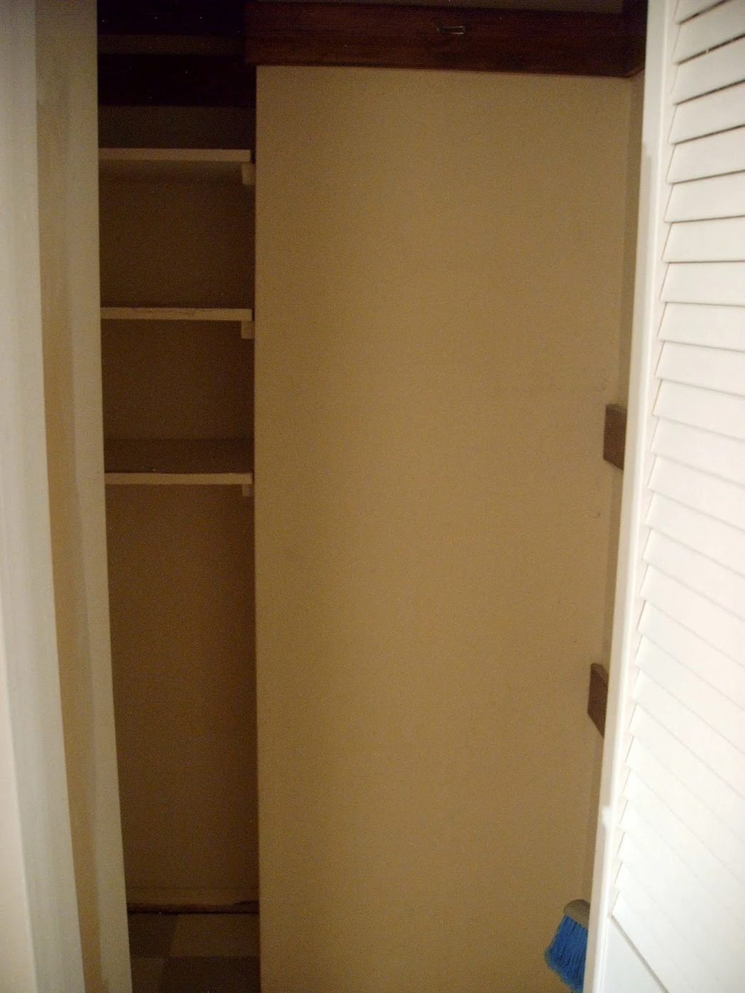 pantry before barn door and new shelving, Girl Meets Carpenter on @Bekob