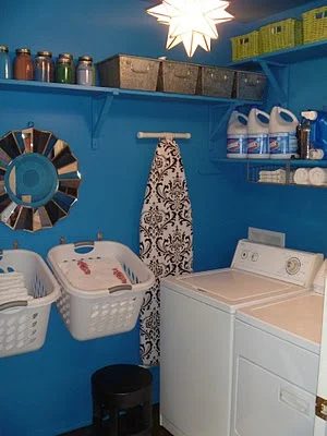 painted small laundry room makeover on Bekob.com