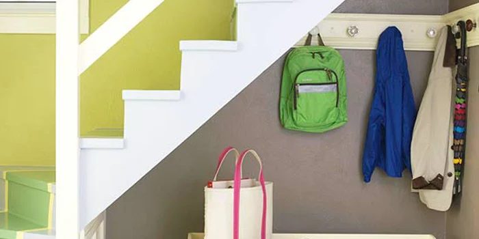 Get This Look: Small Space Mudroom Under the Stairs