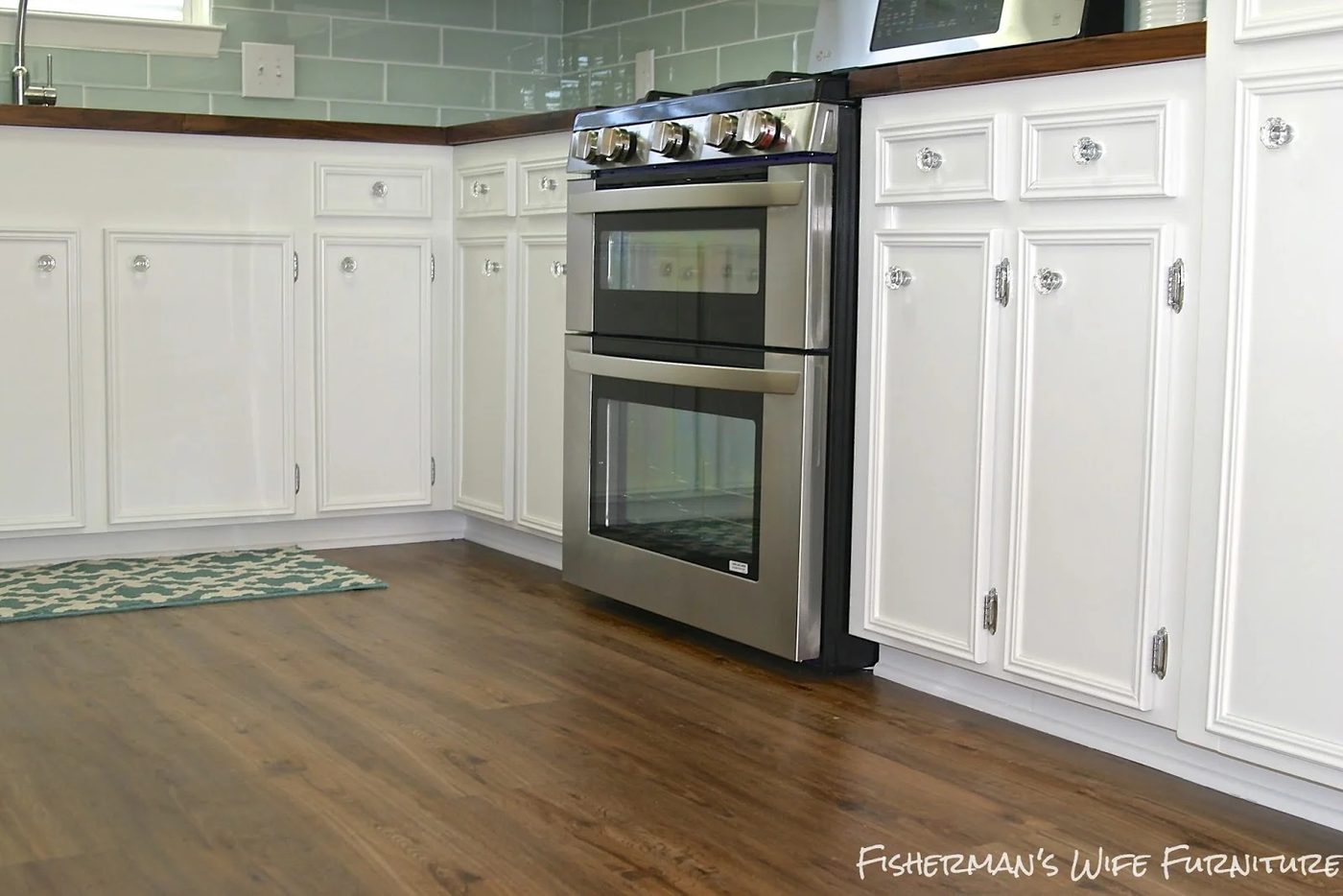 double oven in a white kitchen makeover, Fisherman's Wife Furniture featured on Bekob.com