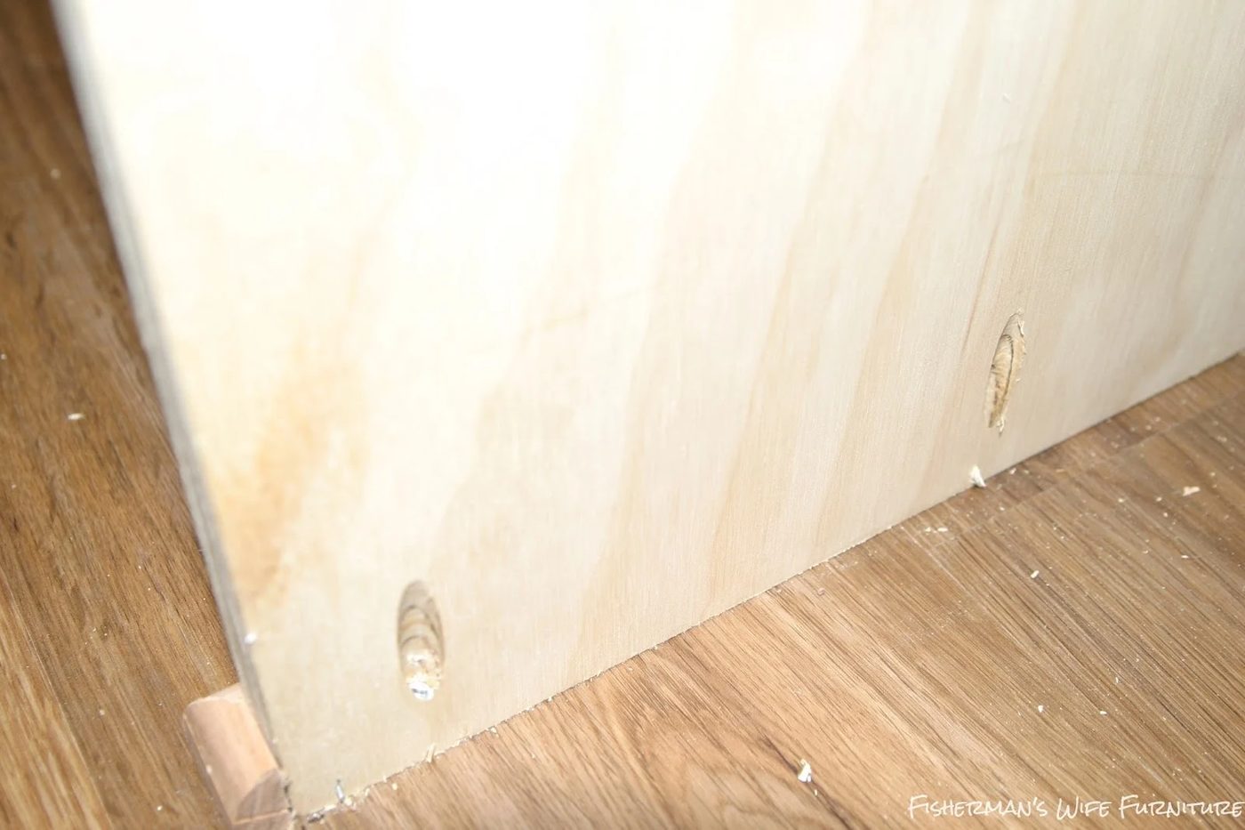 kreg-jig pocket holes to secure fridge enclosure to the floor, Fisherman's Wife Furniture featured on Bekob.com