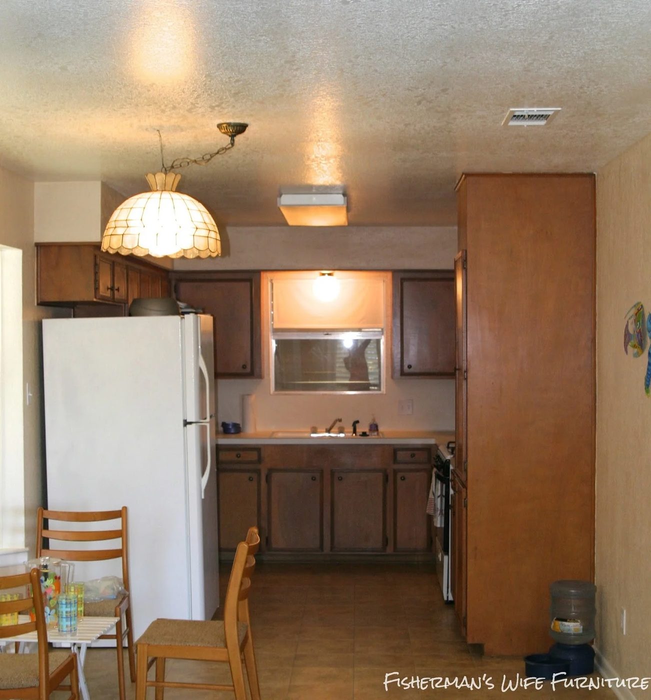 orange kitchen before the makeover, Fisherman's Wife Furniture featured on Bekob.com