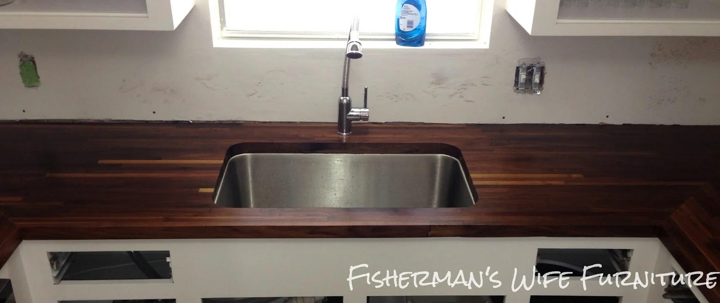 wooden butcherblock countertops with undermount sink, Fisherman's Wife Furniture featured on Bekob.com