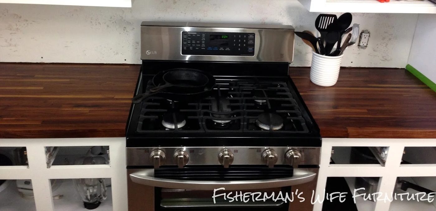 butcherblock countertops small kitchen makeover, Fisherman's Wife Furniture featured on Bekob.com