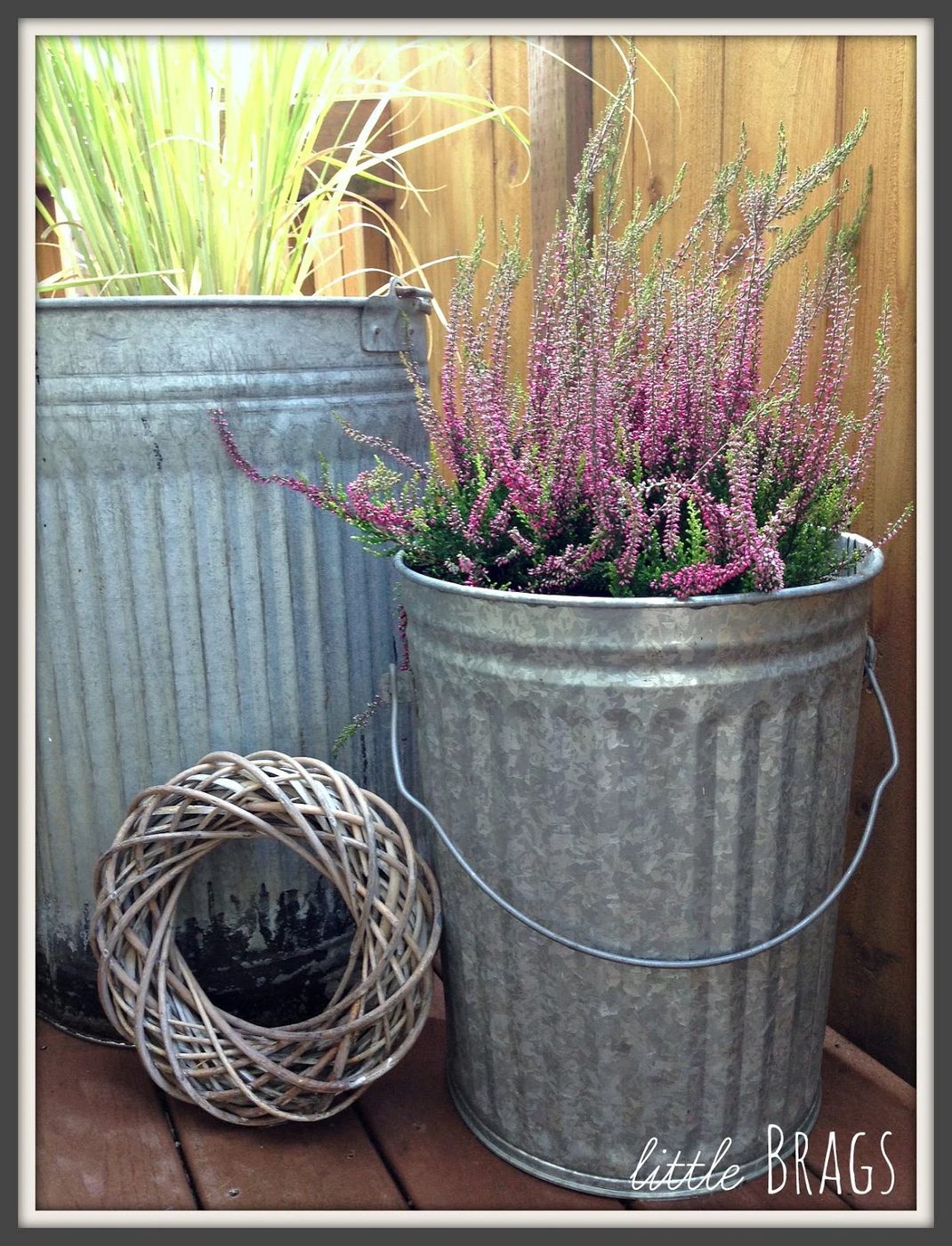 upcycled vintage trash can large outdoor planters Little Brags