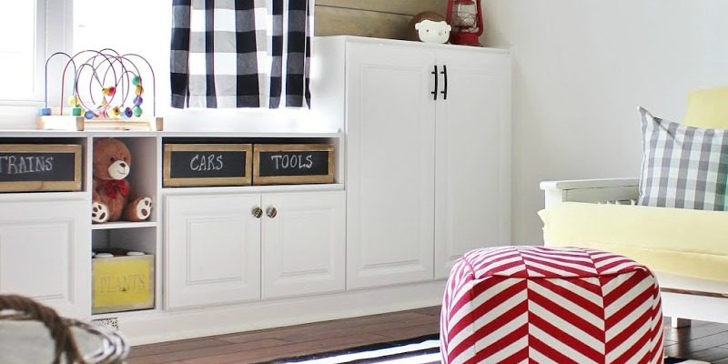 Playroom Makeover with Built-In Cabinets for Storage