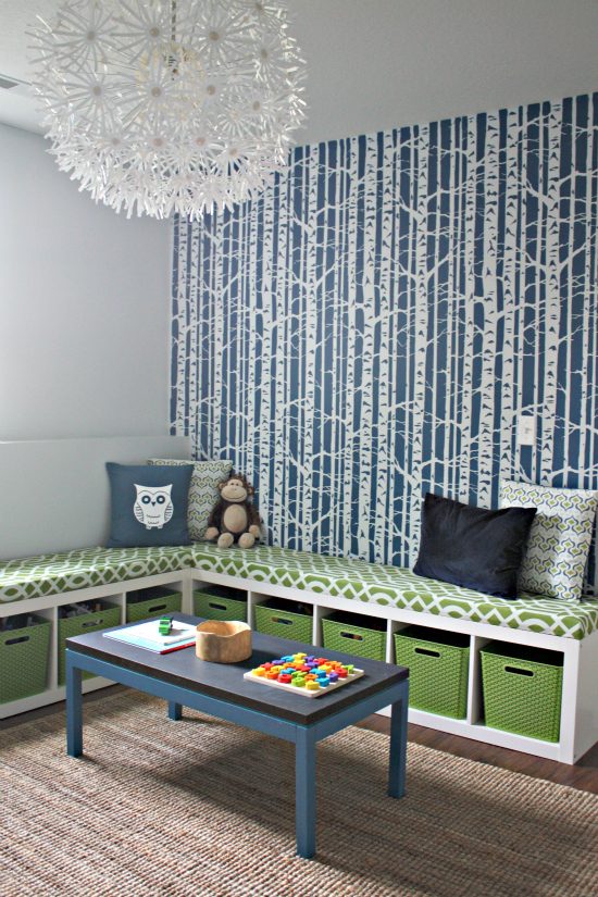 playroom bench basket storage, I Heart Organizing via Bekob