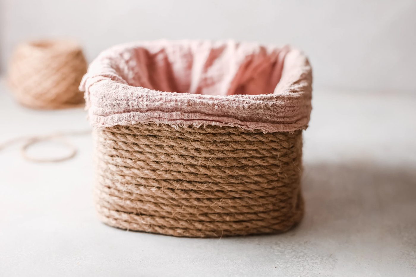 Pink cloth on bin
