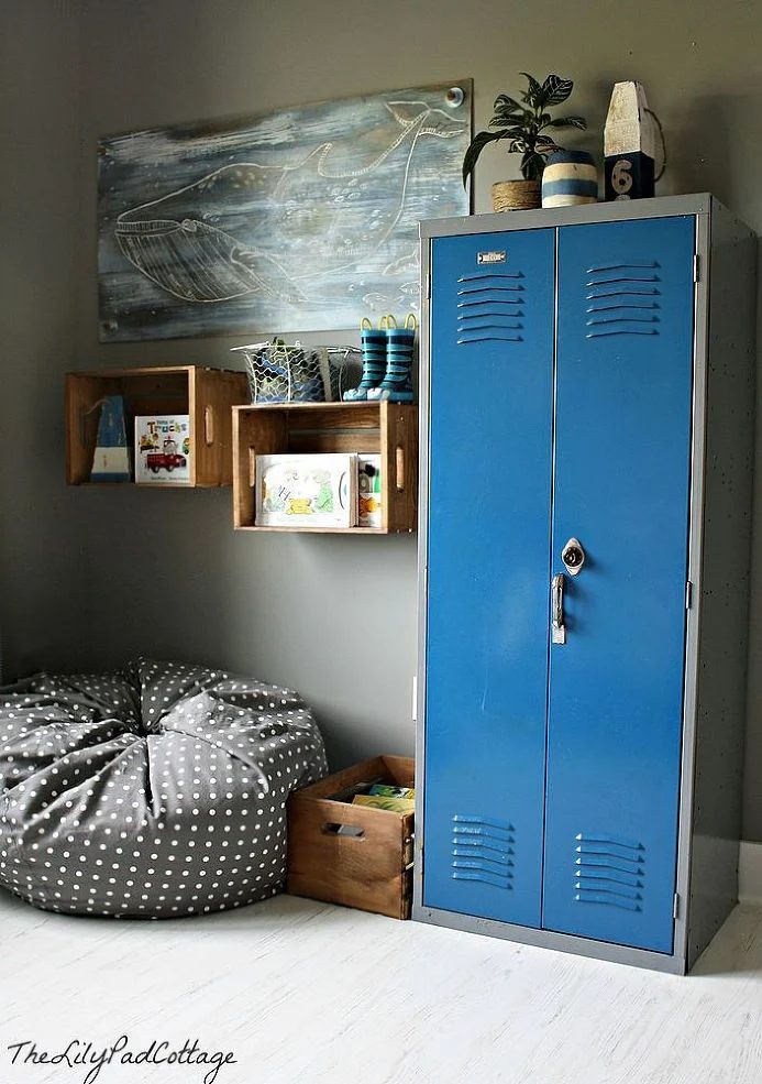 Nautical Boys Room With Toy Shelf
