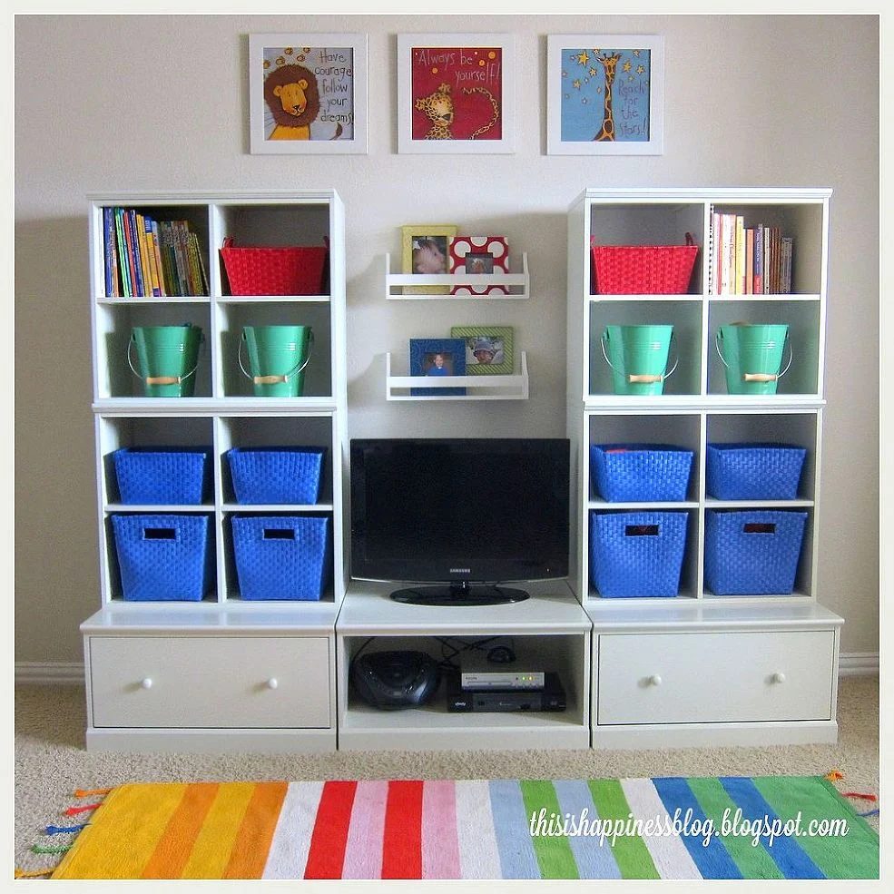 Bright Organized Playroom Storage