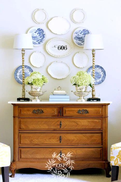 Southern style buffet and plate wall