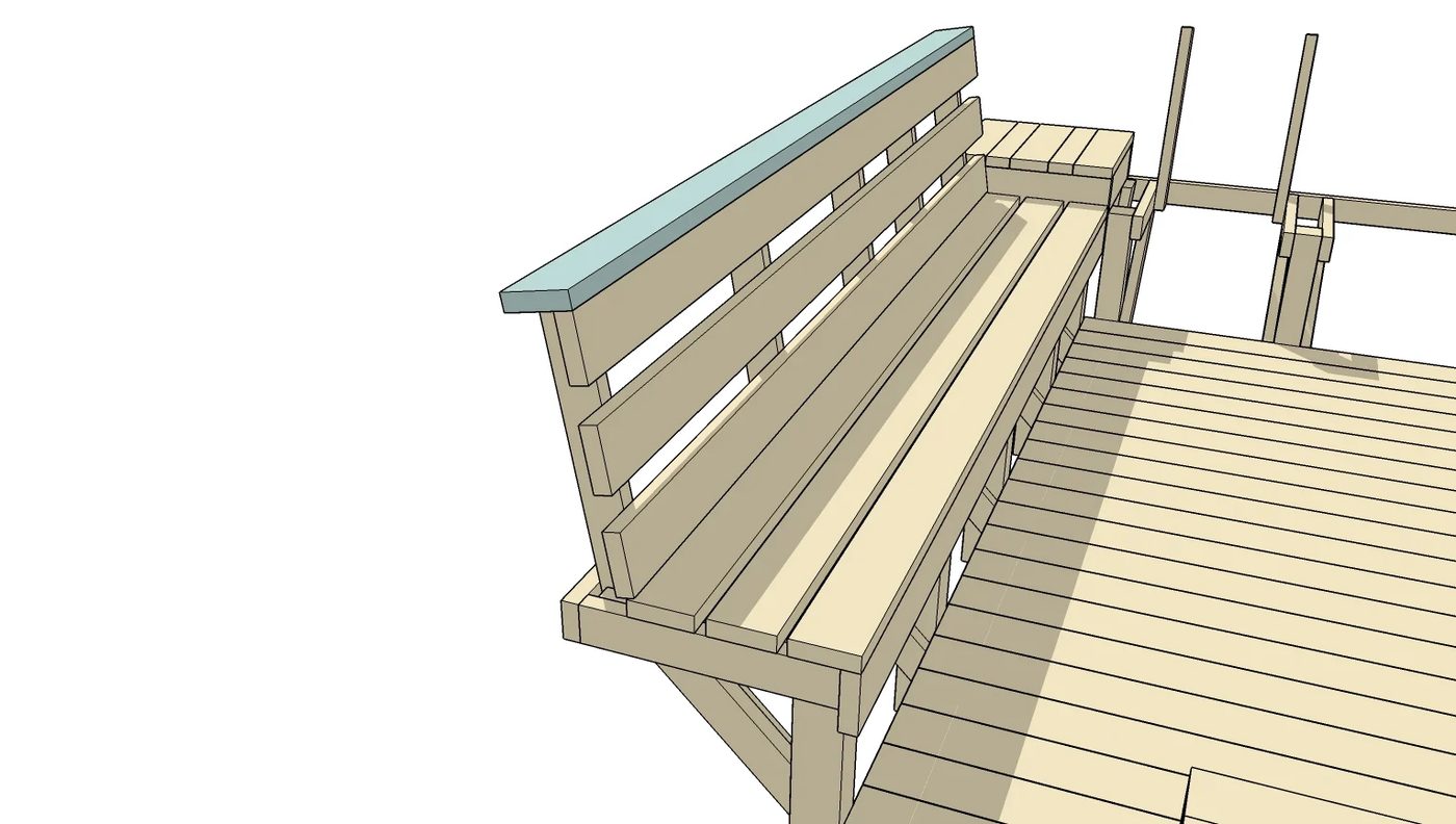 Building Plan and walkthrough: Space-Saving Built-in Deck Benches and Tables @Bekob