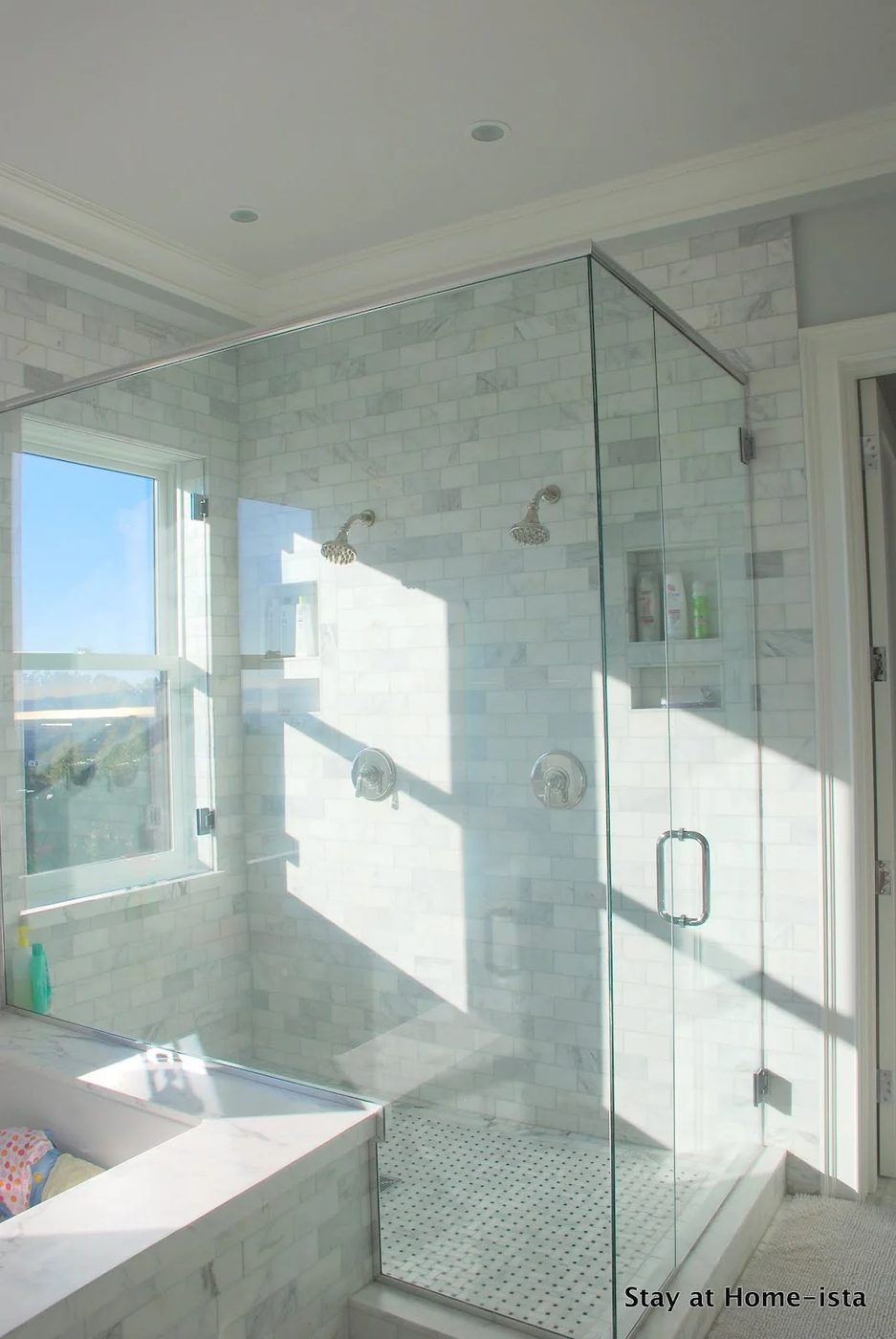 spacious master bathroom with glass shower, Stay at Home ista via @Bekob