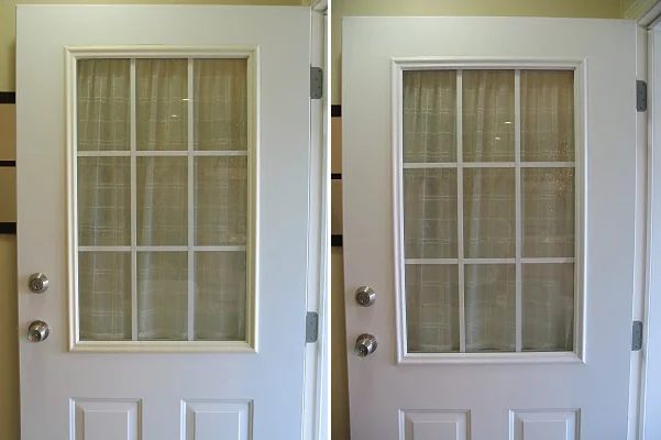 Spray Painted Window Trim On Exterior Door