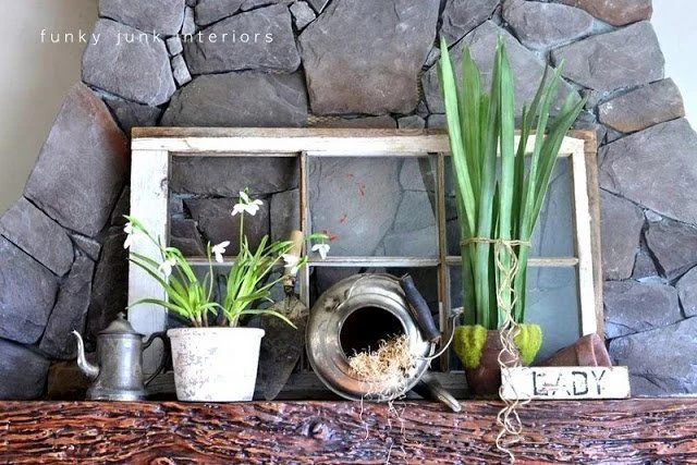 Rustic Spring Mantel