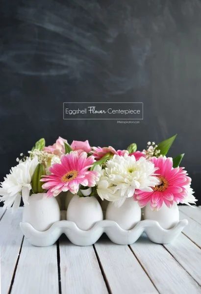 Handmade Eggshell & Flower Centerpiece