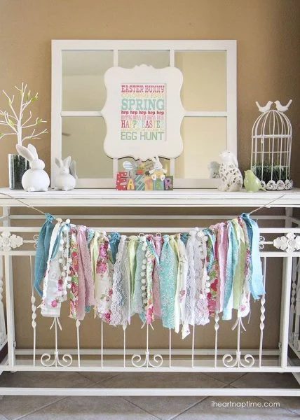 Colorful Rag Garland Mantel