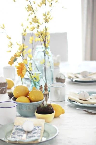 Blue and Yellow Spring Tablescape