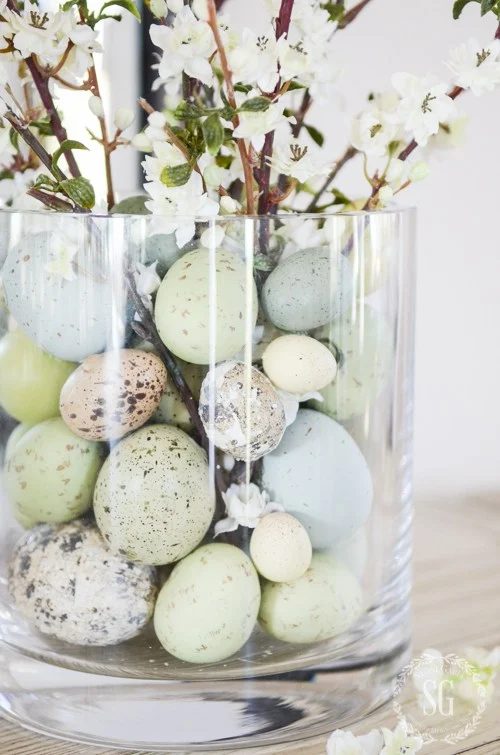EASTER 10 MINUTE DECOR Colored Eggs Stonegableblog 2