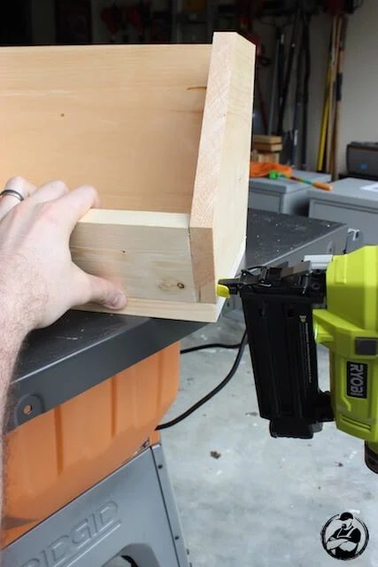 Handmade Countertop Stacking Storage Bin - Step 8 - glue and nail the front piece
