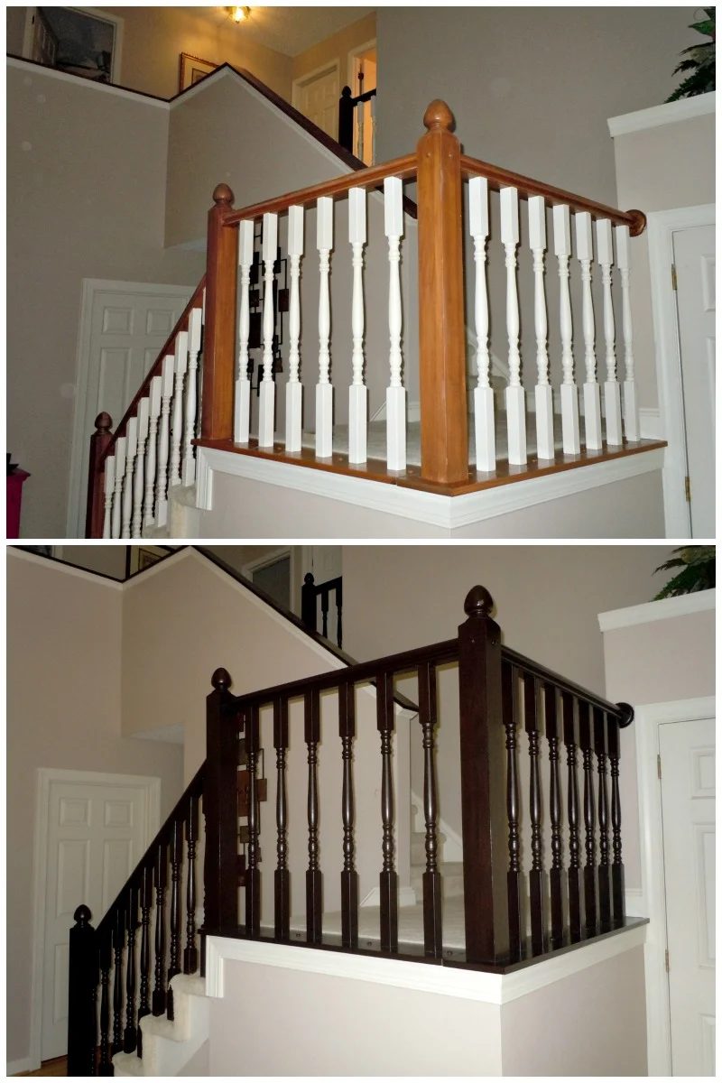 How to Redo an Oak Stair Banister in Java Using Gel Stain, Semi-Domesticated Mama featured on Bekob