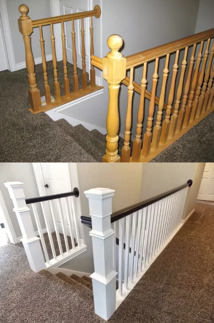 Before And After Stair Banister Remodel Handmade (2)