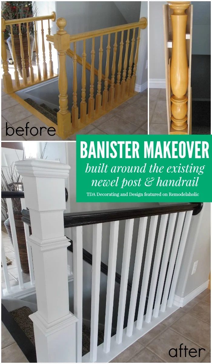 Banister Makeover - TDA Decorating and Design featured on @Bekob