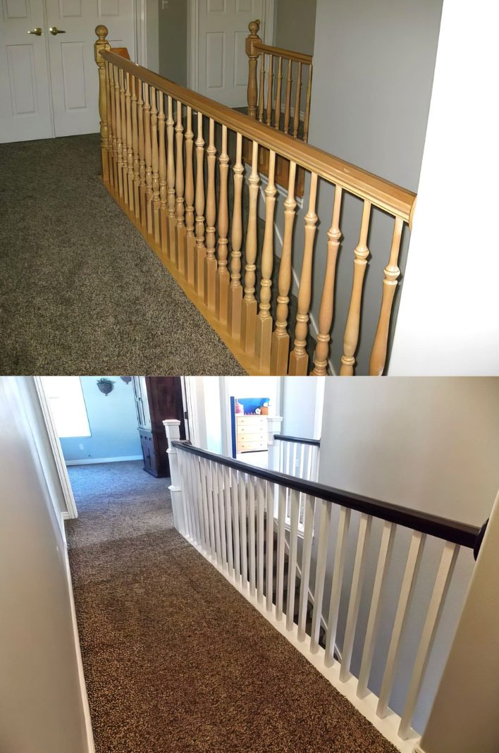 Before And After Stair Banister Remodel Handmade (1)