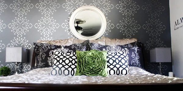 Stenciled Wall Master Bedroom