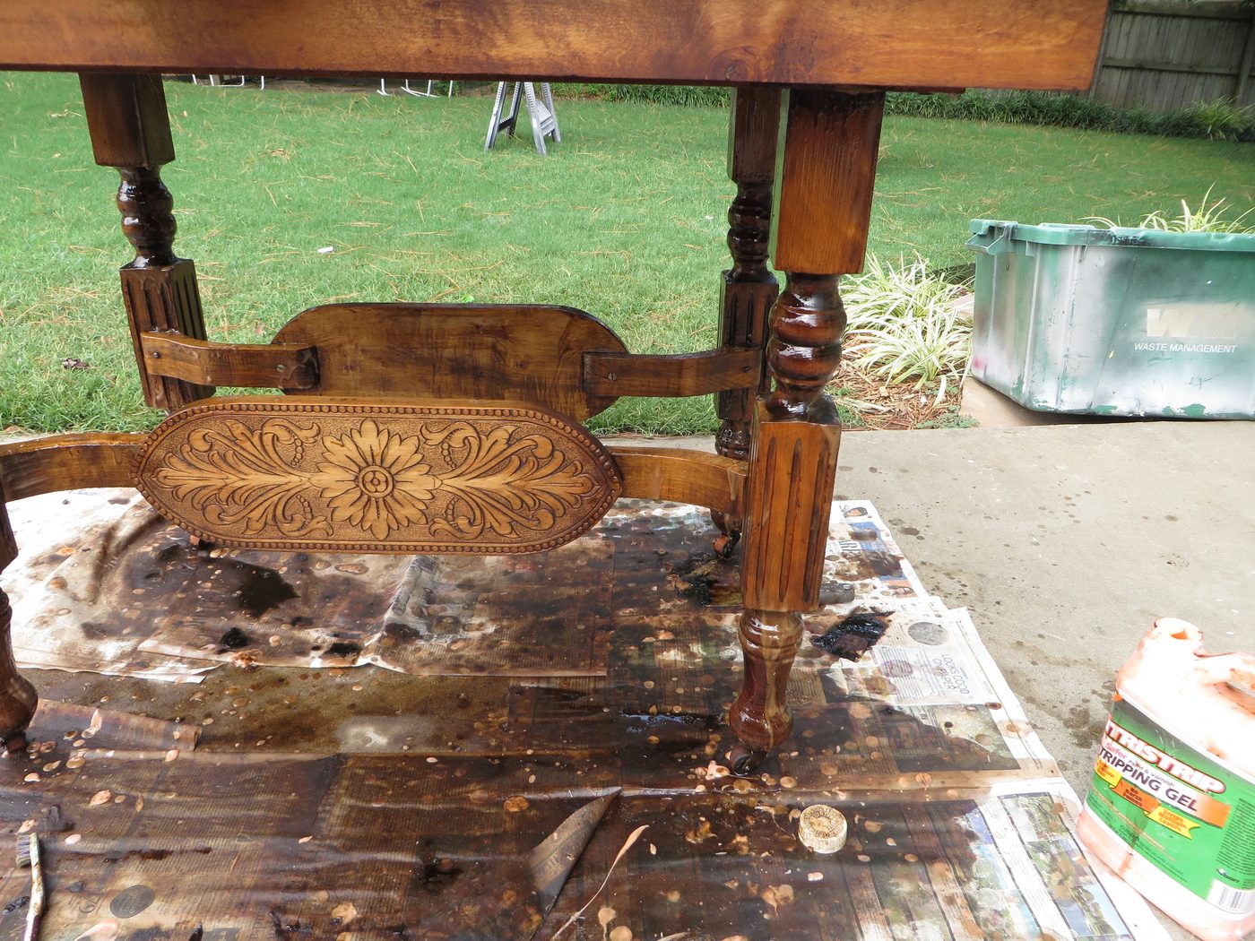how to refinish wood furniture, step 2 - scrub carved details with steel wool, acetone, lacquer thinner