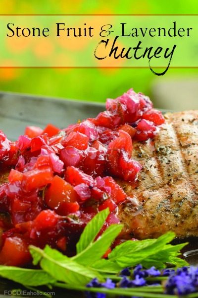 Stone Fruit and Lavender Chutney | FOODIEaholic.com #recipe #cooking #chutney #stonefruit #lavender #salmon