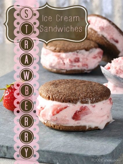 Strawberry Ice Cream Sandwiches | FOODIEaholic.com #recipe #cooking #dessert #icecream #summer #strawberry