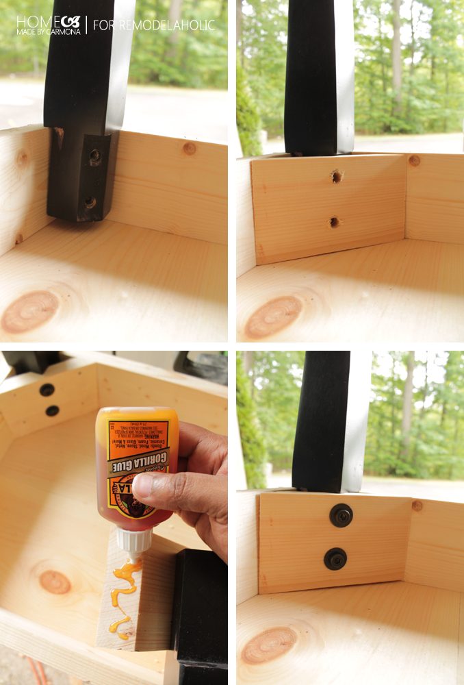 Attach bench legs