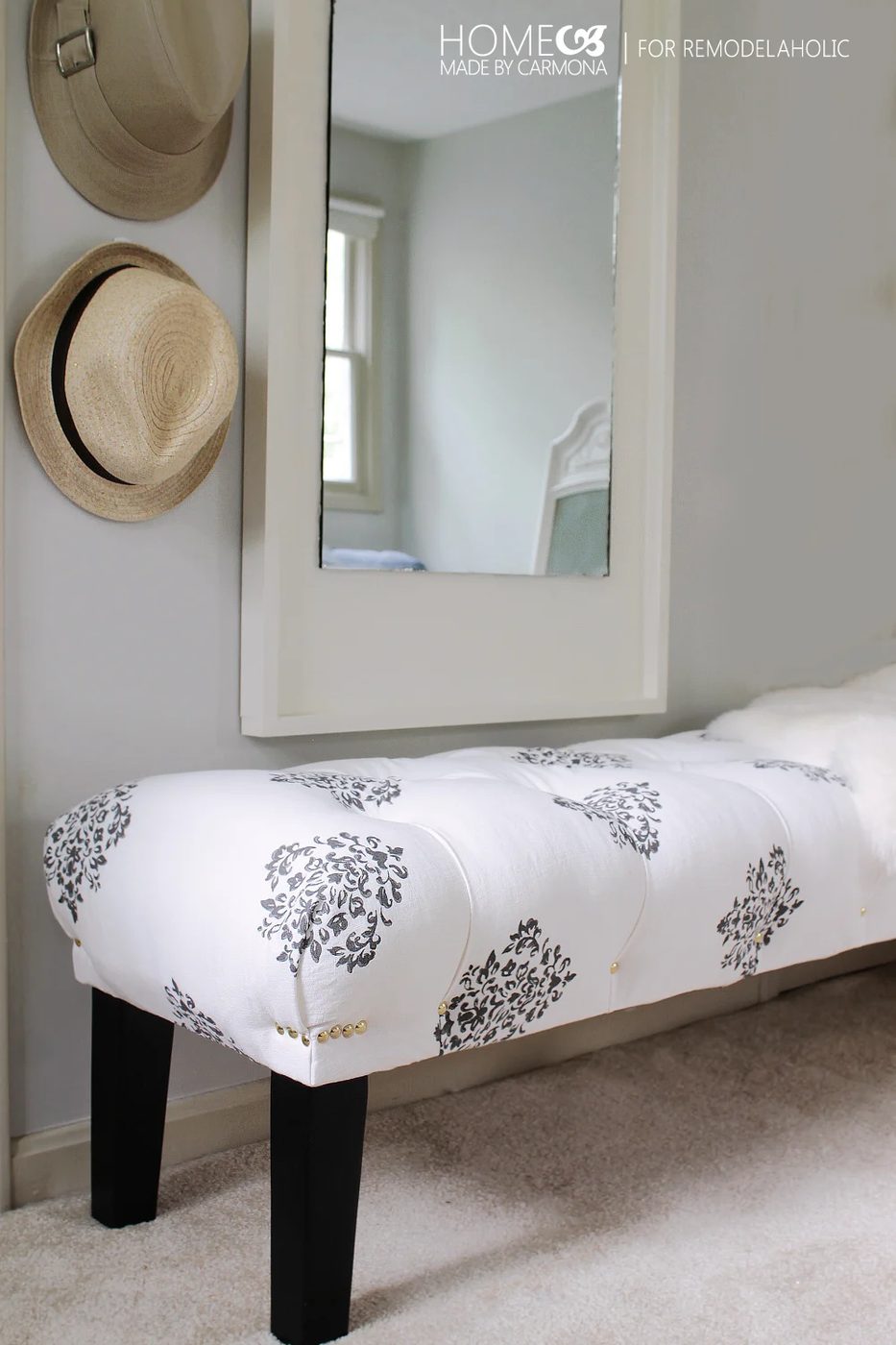 straightforward weekend project! Build and upholster your own tufted bench, well fitted for extra seating or at the end of the bed. Great walkthrough so even a first-time can do th