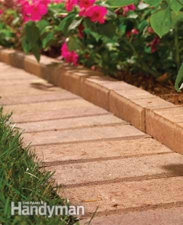The Family Handyman Pretty Brick Pavers for a garden edging featured on Bekob.com