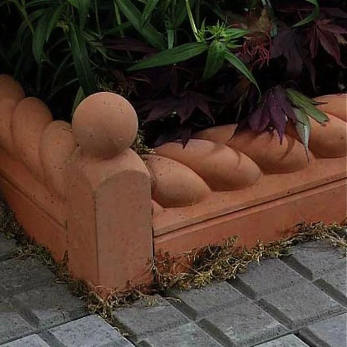 Terra Cotta style garden edging, gardenista, featured on Bekob.com for garden edging options