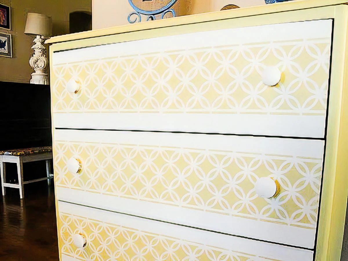 4 Stenciled Drawer Fronts On A Dresser1 2 032423